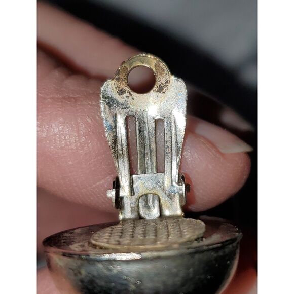 A Pair of Vintage Cobalt Blue Glass Dangle Drop Clip On Earrings Boho - Picture 12 of 12